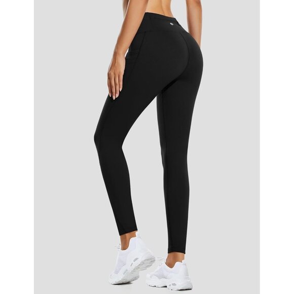 Women's Fleece Lined Leggings Water Resistant Thermal High Waist with Pockets - Picture 2 of 8